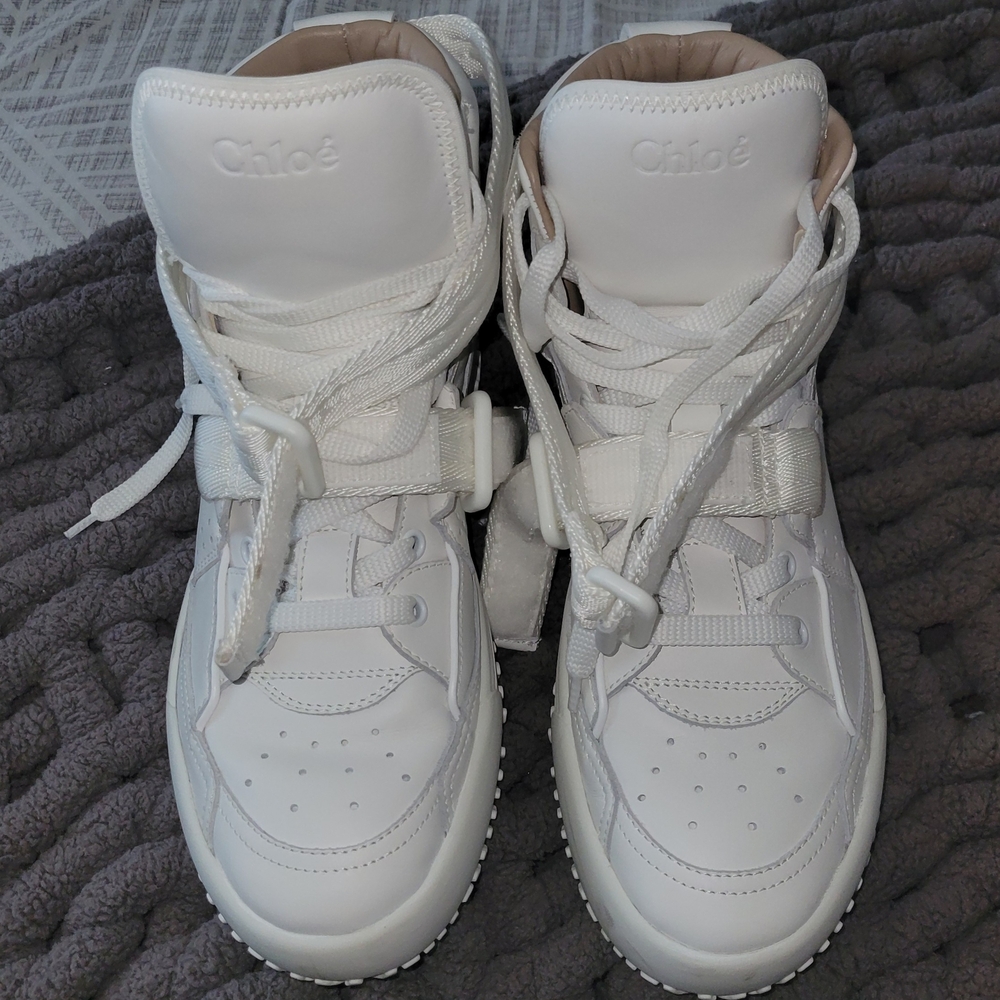 Authentic Chloé Franckie White High-Top Sneakers